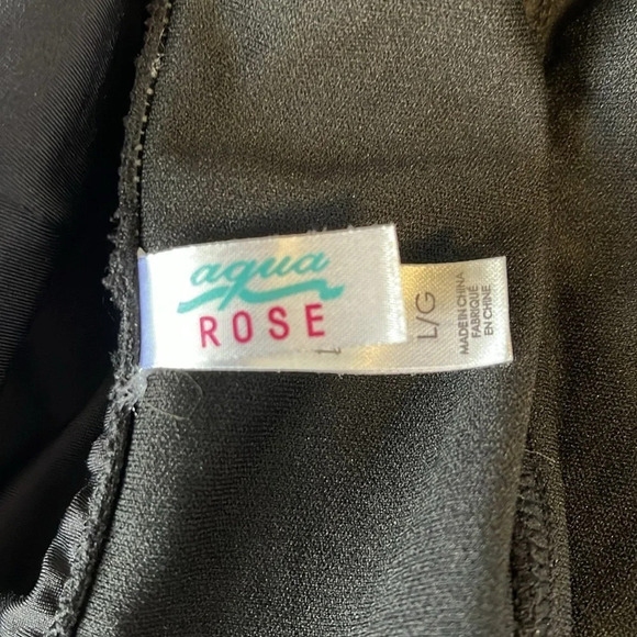 AQUA ROSE Draped One Piece Bathing Suit Black Removable Strap Strapless Size L - Picture 7 of 11